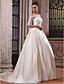  Ball Gown Scalloped-Edge Court Train Satin Wedding Dress