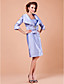  Sheath/Column Spaghetti Straps 3/4 Length Sleeve Knee-length Taffeta Mother of the Bride Dress With A Wrap