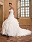  Ball Gown Sweetheart Strapless Chapel Train Organza Crystal Detailing Wedding Dress With A Wrap