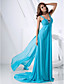  A-line V-neck Sweep/Brush Train Chiffon Evening Dress