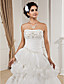  a-line senza spalline cappella treno organza abito da sposa