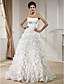  A-line Strapless Chapel Train Taffeta Wedding Dress