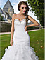  Trumpet/Mermaid Sweetheart Strapless Chapel Train Organza Tiered Wedding Dress