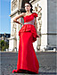  Trumpet/Mermaid One Shoulder Sweep/Brush Train Taffeta Evening Dress