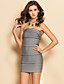 verificação padrão ts vestido bandage strapless bodycon