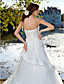  Ball Gown Sweetheart Chapel Train Tulle Satin Wedding Dress