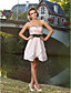  A-line Sweetheart Knee-length Satin Chiffon Cocktail Dress