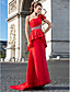  Trumpet/Mermaid One Shoulder Sweep/Brush Train Taffeta Evening Dress