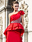  Trumpet/Mermaid One Shoulder Sweep/Brush Train Taffeta Evening Dress