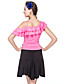  poliéster dancewear com babados um ombro superior latin para senhoras