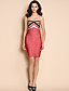  contraste ts cor strapless tieback vestido bandage bodycon