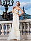  Sheath/Column Strapless Floor-length Chiffon Evening Dress With Flower(s) And Draping