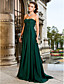  uma linha de varredura strapless / escova de trem chiffon vestido de noite