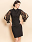  TS Lace Puff Sleeve Sheath Dress