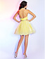  A-line Strapless Short/Mini Chiffon And Tulle Cocktail Dress With Beading And Crystal Detailing