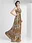  Sheath/Column Halter Floor-length Satin Evening Dress With Pattern/Print