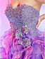  Ball Gown Sweetheart Short/Mini Organza Cocktail Dress With Ruffles And Sequins