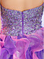  Ball Gown Sweetheart Short/Mini Organza Cocktail Dress With Ruffles And Sequins