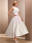 Ball Gown Bateau Tea-length Satin Wedding Dress