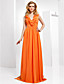  Chiffon Sheath/Column V-neck Sweep/Brush Train Evening Dress inspired by Kyra Sedgwick at Golden Globe Award