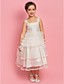  A-line Princess Square Straps Tea-length Organza Tulle Flower Girl Dress