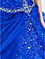  Ball kappe Sweetheart Floor-length Organza Evening kjole med perler og Side Drapering