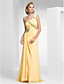  A-line One-Shoulder Sweep/Brush Train Chiffon Evening Dress