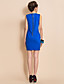  TS Trendy Contrast Color Leather Stitching Slim Dress