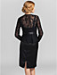  Sheath/Column Square Knee-length Lace|Stretch Satin Evening Dress With Wrap