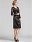 Sheath/Column Square Knee-length Lace|Stretch Satin Evening Dress With Wrap