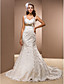  Trumpet/Mermaid Queen Anne Court Train Satin Wedding Dress