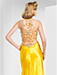  Trumpet/Mermaid V-neck Sweep Train Chiffon and Satin Evening Dress