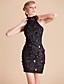  TS Halter Handmade 3D Floral Decor Bodycon Jersey Dress
