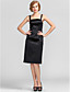  Sheath/Column Square Knee-length Lace|Stretch Satin Evening Dress With Wrap