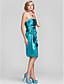  Sheath/Column Strapless Knee-length Satin Cocktail Dress