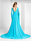 Sheath/Column V-neck Court Train Chiffon Evening Dress