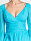  Sheath/Column V-neck Court Train Chiffon Evening Dress