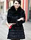  Elegant Long Sleeve Fox Fur Collar Evening Rabbit Fur Coat(More Colors)