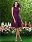  A-line Jewel Knee-length Chiffon Bridesmaid/Wedding Party Dress