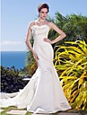  Trumpet/ Mermaid Sweetheart Sweep/ Brush Train Satin Organza Wedding Dress