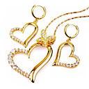 Single Heart Cubic Zircon Earring+Pendant Set (GG1207) (Start From 6 Units)