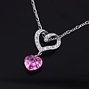 Lovely Pink Zirconia Dangle Platinum Plated Heart Pendant (MH1430) (Start From 3 Units)