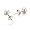 14k Gold white 6.5-7mm AA Freshwater Pearl Earring