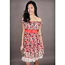 Plated Chiffon Polka Dot Babydoll Dress Red (XJQZ007) (Start From 10 Units) Free Shipping