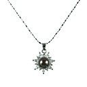Sterling Silver Black AA FW Pearl Pendant Necklace (LQS001)