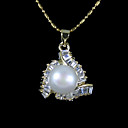 ouro chapeado única pérola fw branco pingente colar aa (lqs038) (início a partir de 3 unidades) frete grátis