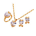 Romantic Cubic Zirconia Pendant, Chain , Ring, Earring Set - CZ Jewelry Set SXX-0041 Clear SZY114