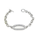 Cubic Zirconia Oval Charm Chain Bracelet - CZ Bracelet BYX7-0002 (SZY176)