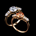 zircon cubique anneau brillant - cubic zirconia ring syx-0203 champagne / claire (szy956)