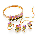 Elegant Colorful CZ Jewelry Set, Necklace, Bangle, Ring & Earring - CZ Set 81008-09 (SZY870)